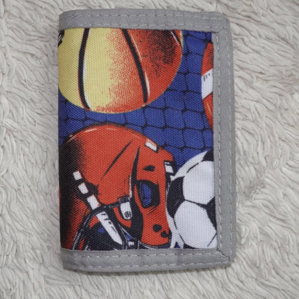 Boys Youth Sports Wallet Trifold, Basketball, Soccer, Football, Like New
